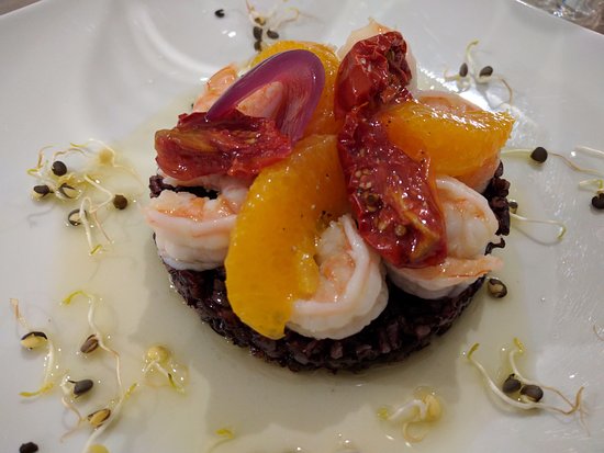 Tartare di gamberi all'arancia